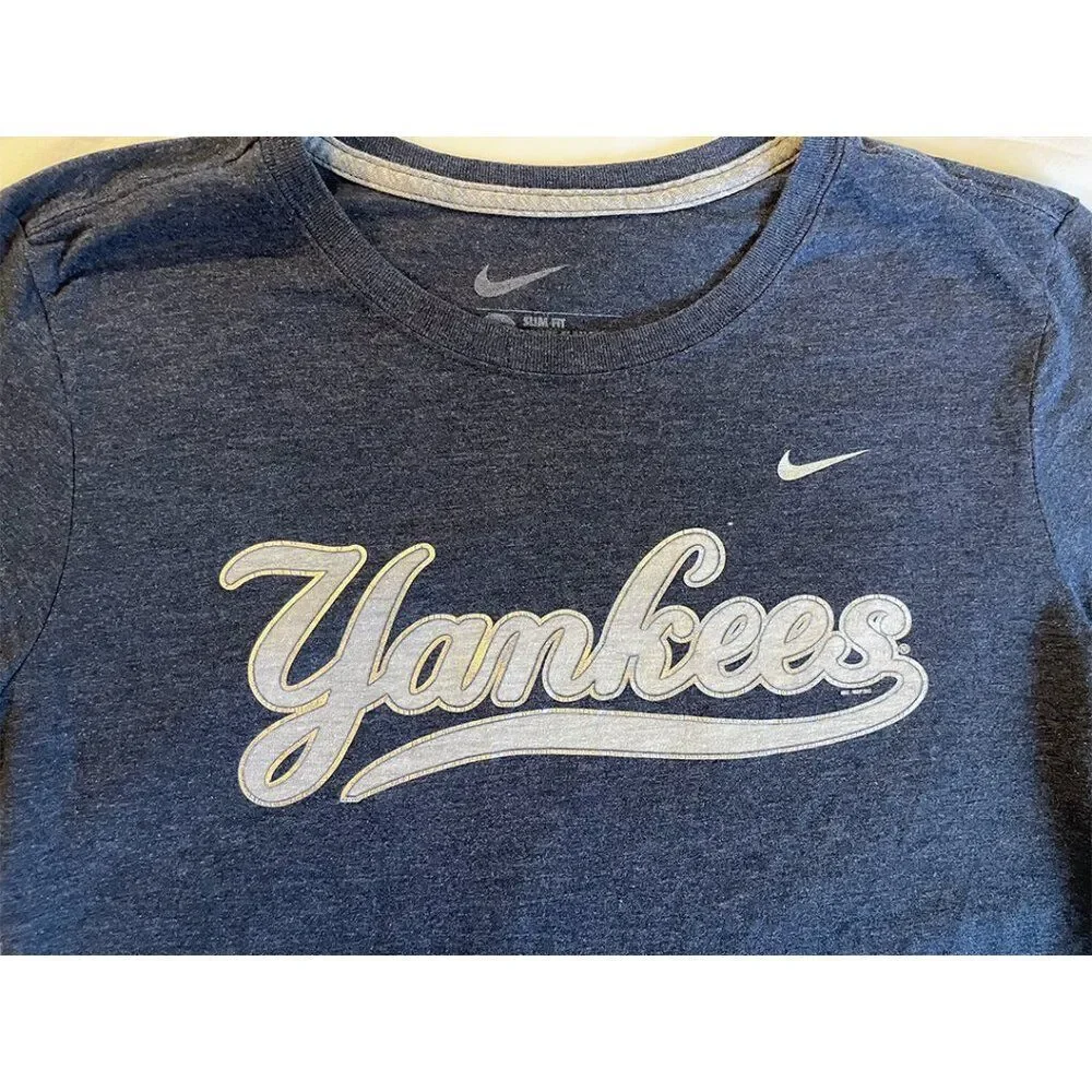 MLB Nike NY Yankees T Shirt | Bleach Effect Logo Short Sleeve Tee